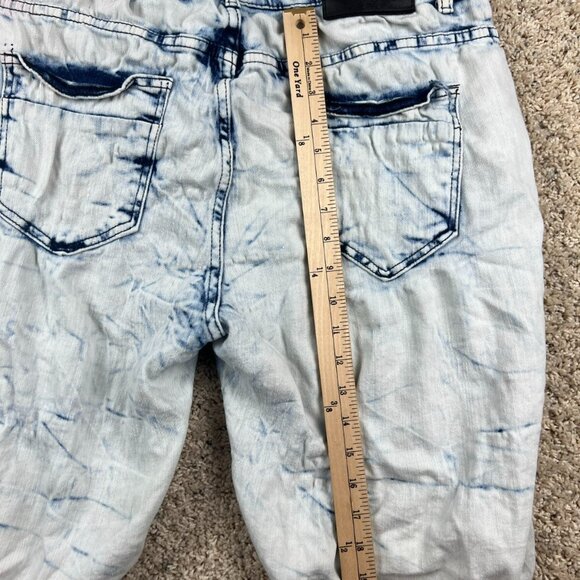 RUE 21 PREMIUM SHORTS MEN 38 Jean Short Supreme Flex Jorts White Blue Distressed - Picture 8 of 8
